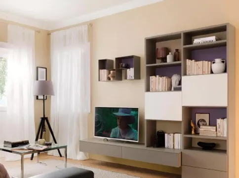 Parete attrezzata moderna in laccato opaco LV111 di Moretti Compact