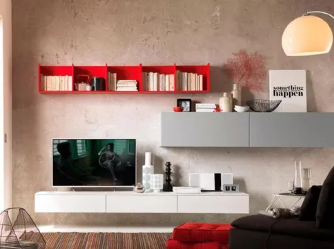Parete attrezzata sospesa moderna LV112 di Moretti Compact