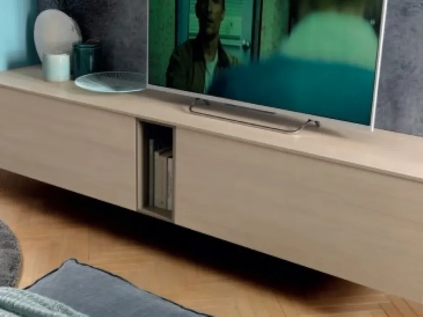 Parete attrezzata sospesa in laccato e laminato LV114 di Moretti Compact