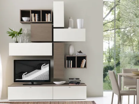 Parete Attrezzata in finitura rovere e biaco Spot Cindy 02 di S75