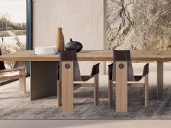 Tavolo in legno secolare con base in metallo Harvest Metal di Nature Design