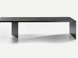 Tavolo ILL Metal in legno secolare Nero e base in metallo di Nature Design