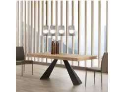 Tavolo Ragnar in nobilitato folding rovere  con base in metallo verniciato nero di La Seggiola