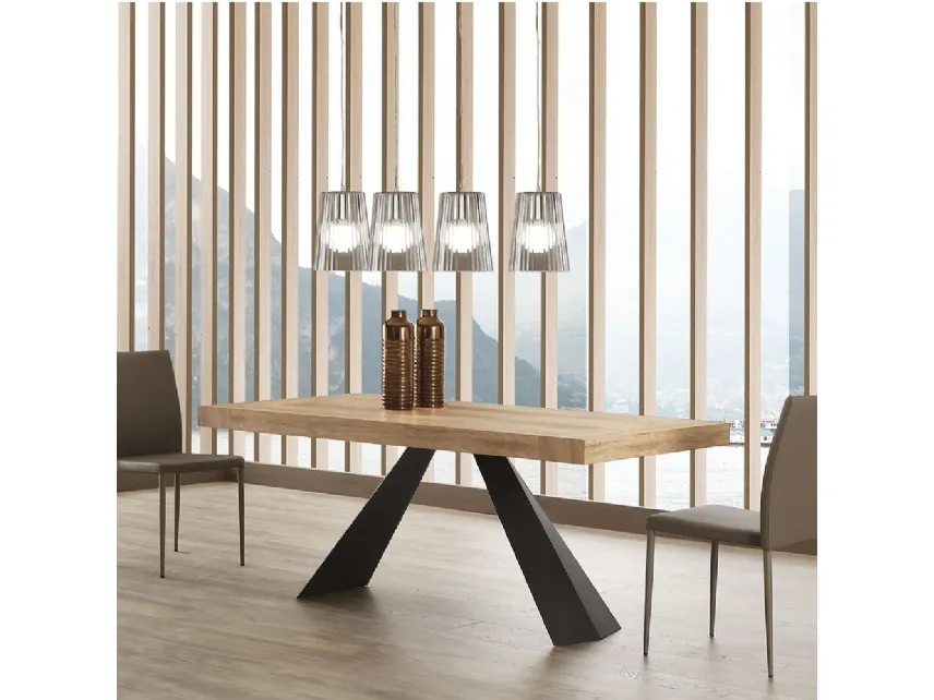 Tavolo Ragnar in nobilitato folding rovere  con base in metallo verniciato nero di La Seggiola