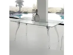 Tavolo di design Regina Table in vetro temperato trasparente con struttura in acrilico trasparente e gambe in policarbonato di La Seggiola