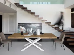 Tavolo allungabile in legno con base in metallo Modus T63 di Friulsedie
