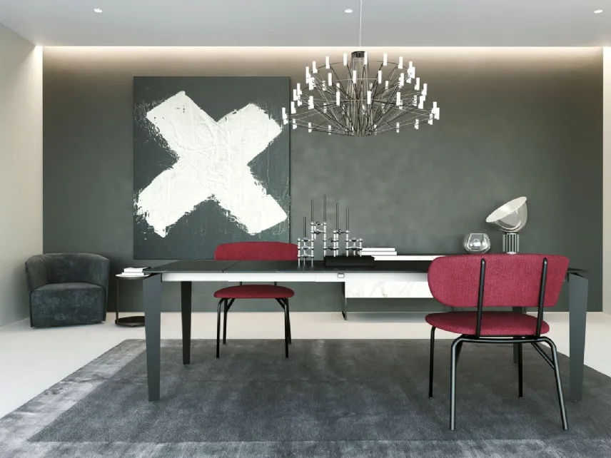 Tavolo T1522 Freccia 160 in laminato nero di Zamagna