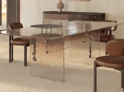 Tavolo di design in vetro cotto roccia Waterfall di Nature Design