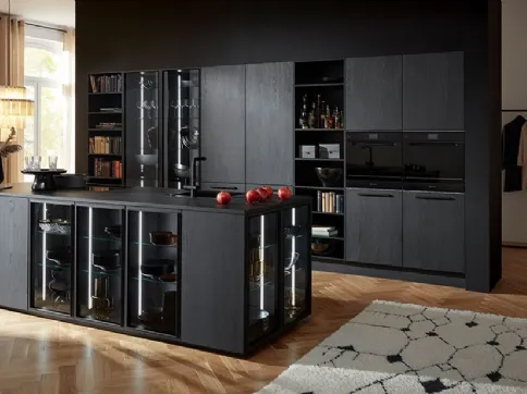 Cucina Design con isola Manhattan Oak Nero di Nolte