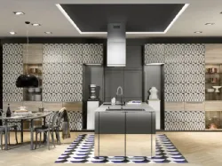 Cucina Design con isola Neo Salon con frontali a specchio di Nolte