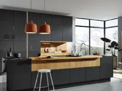 Cucina Design con penisola Nova Lack Grafite di Nolte