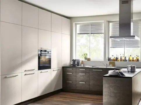 Cucina Moderna con penisola Artwood Rovere Fiammato di Nolte