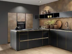 Cucina Moderna Flair Nero ed Ottone di Nolte