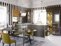 Cucina Moderna ad angolo in laccato nero opaco e dettagli in rovere Island di Life Cucine