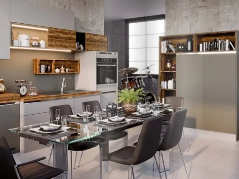 Cucina Moderna in linea stile industrial Led Grigia di Life Cucine