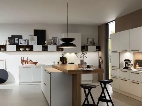 Cucina Moderna con isola Manhattan Rovere Vulcano e Bianco di Nolte