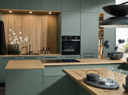 Cucina Moderna con isola e penisola Manhattan Uni Black Green di Nolte