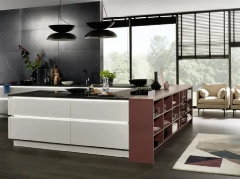 Cucina con penisola Nova Lack Grigio Palatino di Nolte