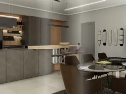 Cucina Moderna lineare in cemento e legno di rovere Porto Cemento Terra di Life Cucine