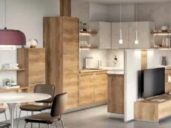 Cucina Moderna in legno e cemento ad angolo Trama di Life Cucine