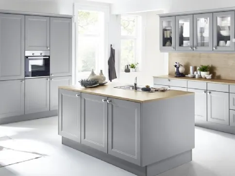 Cucina Moderna con isola Windsor Lack Grigio Papiro di Nolte