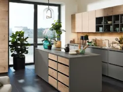 Cucina su misura Plus Grigio Quarzo e Leccio di Nolte