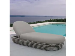 Lettino Couch in tessuto con struttura in alluminio rivestito con corda intrecciata di La Seggiola