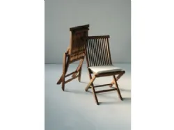 Sedia pieghevole in legno massello di teak indonesiano con finitura olio naturale Folding Chair di La Seggiola