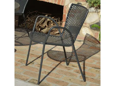 Poltroncina da giardino Sommer in acciaio zincato e verniciato poliestere antracite per esterni di La Seggiola