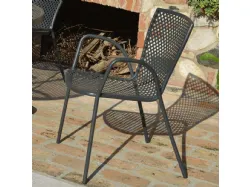 Poltroncina da giardino Sommer in acciaio zincato e verniciato poliestere antracite per esterni di La Seggiola