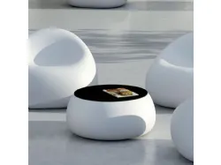 Tavolino Stone T in polipropilene bianco con top nero di La Seggiola