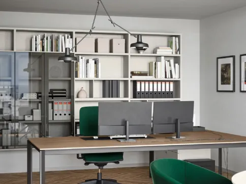 Mobile Ufficio Libreria sospesa 2B in melaminico e vetro di Cinquanta3