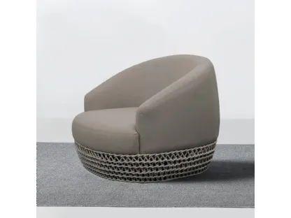 Sdraio di design Chaise Lounge finitura intreccio di Banano naturale con cuscino in tessuto di La Seggiola